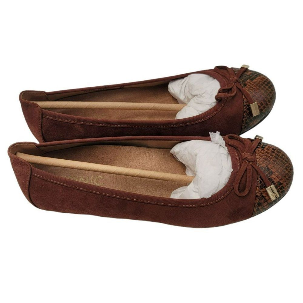 Vionic Ballet Flats Brown Suede Python New Snake … - image 6